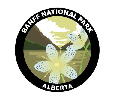 Banff Ulusal Parkı Saxifrage Çiçek Vektör Logosunu Gördü