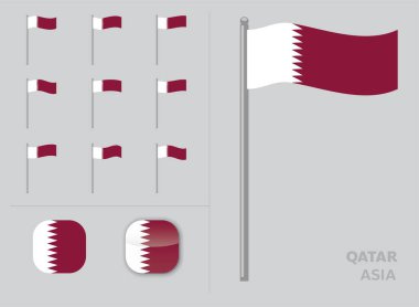 Katar Bayrak Ülke Sallama Canlandırma Uygulaması Simge Vektörü