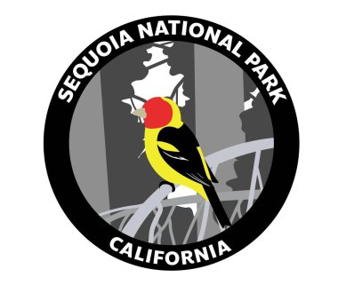 Sequoia Ulusal Parkı California Tanager Vektör Logosu