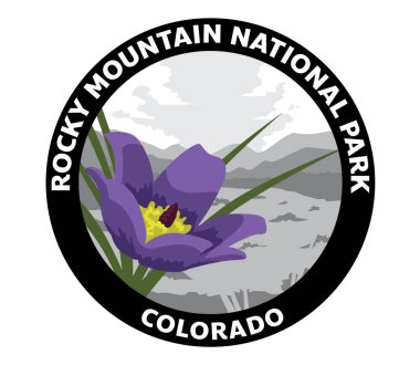 Rocky Dağı Ulusal Parkı Colorado Pasqueflower Vektör Logosu