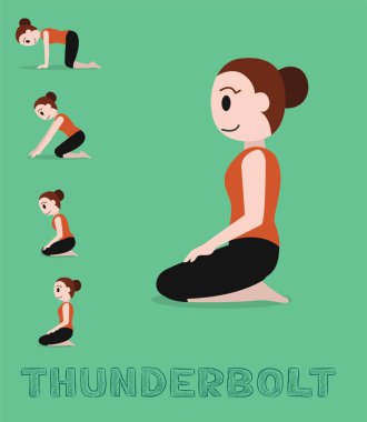 Yoga Öğretmeni Yıldırım Poz Çizgi Filmi Vektör Resimleri
