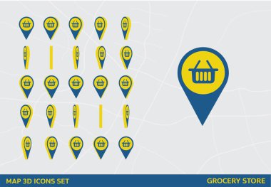 Market Haritaları 3B Simge Döndürme İşareti Gösterimi