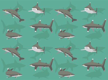 Shark Oceanic Whitetip Çizgi Film Karakteri Kusursuz Duvar Kağıdı Arkaplanı