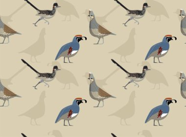 Yaz Kuşları Bıldırcın Koşucusu Çizgifilm Kusursuz Desenli Duvar Kağıdı