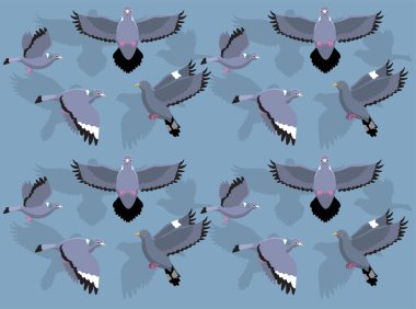Wood Pigeon Bird Çizgi Film Karakteri Kusursuz Duvar Kağıdı Arkaplanı