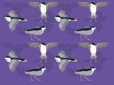 Siyah Taç Giyen Gece Balıkçıl Karikatür Karakteri Kusursuz Duvar Kağıdı Arkaplanı