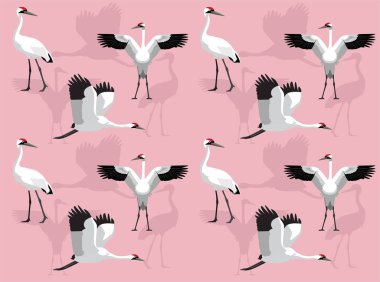 Whooping Crane Bird Çizgi Film Karakteri Kusursuz Duvar Kağıdı Arkaplanı