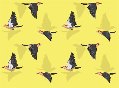 Kırmızı Göbekli Ağaçkakan Kuş Çizgi Film Karakterini Yerleştirdi Kusursuz Duvar Kağıdı Arkaplanı