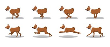 Basenji Koşan Yanlı Çizgi Film Canlandırma Çerçeve Vektörü