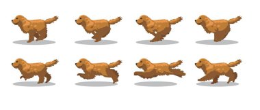 İngilizce Cocker Spaniel Koşan Çizgi Film Çizgi Film Çerçeve Vektörü