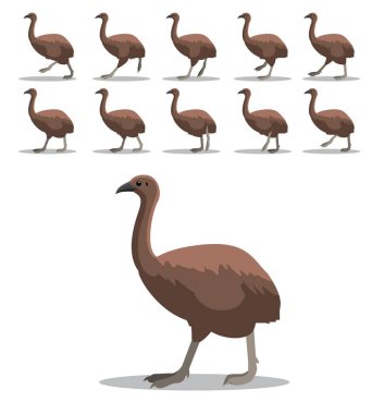 Moa Fil Kuş Animasyon Dizisi Çizgi Film Vektörü