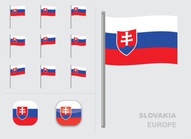 Slovakia Flag Europe Country Waving Animation App Icon Vector