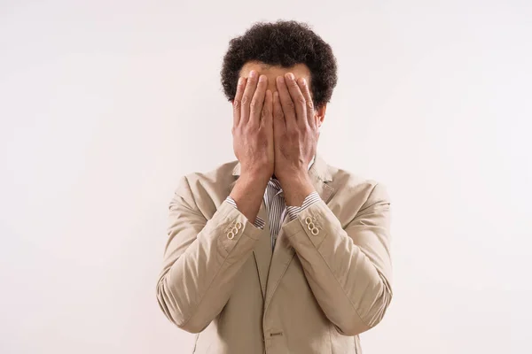 Image Desperate Businessman Covering His Face — Stockfoto