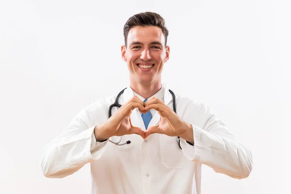 Portrait Doctor Showing Heart Shape Hands — Stock Photo, Image