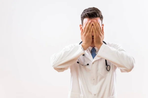 Desperate Doctor Covering His Face — Stock Photo, Image