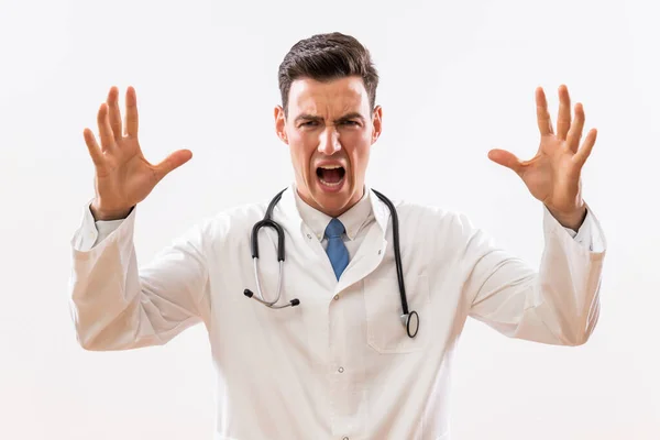 怒りの医者の叫びのイメージ — ストック写真