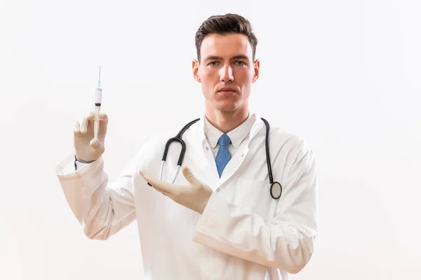 Bild Läkare Som Visar Injektion — Stockfoto