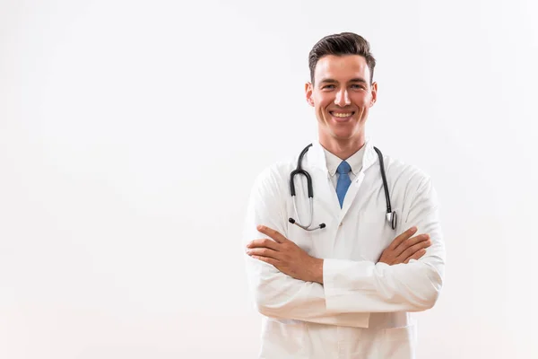 Porträt Eines Jungen Erfolgreichen Arztes Der Lächelt — Stockfoto