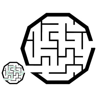 Basit labirentli bir resim, çocuklar için labirent bilmecesi. Giriş ve çıkışı olan bebek bulmacası. Çocuklar bilmece oyunu.