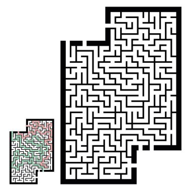 Labirentle illüstrasyon, çocuklar için labirent bilmecesi. Giriş ve çıkışı olan bebek bulmacası. Çocuk bulmaca oyunu.