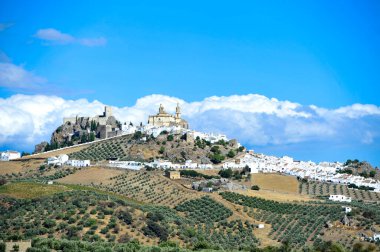 Cadiz 'in Arcos de la Frontera köyünün panoramik manzarası