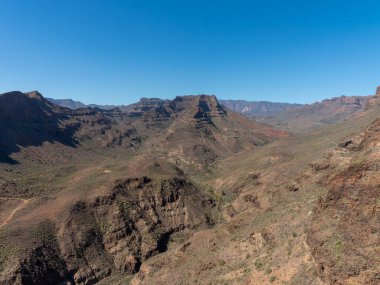 Degollada de la Yegua bakış açısından panoramik manzara, San Bartolome de Tirajana Gran Canaria