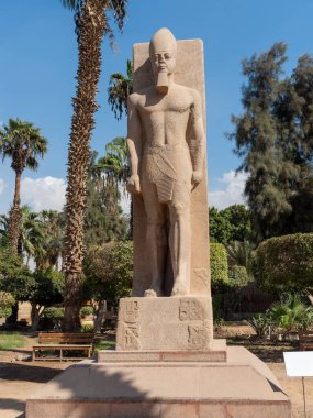 Statue of Ramses II , displayed in the Mit Rahina open air museum Memphis Egypt clipart