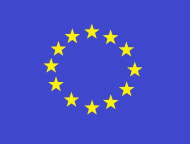 Avrupa bayrağı mavi arkaplan ve etrafında on iki sarı yıldız.