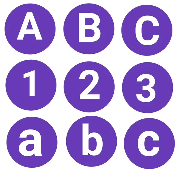 Alphabet Number Circle White Background — Stock Photo, Image