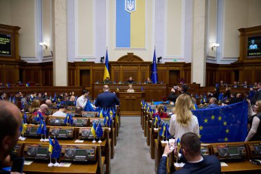 4.11.2023 Ukrayna. Kyiv. Ursula von der Leyen Ukrayna 'nın Verkhovna Rada bölgesindeki Avrupa Komisyonu Başkanı. Yüksek kalite fotoğraf