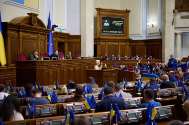 4.11.2023 Ukrayna. Kyiv. Ursula von der Leyen Ukrayna 'nın Verkhovna Rada bölgesindeki Avrupa Komisyonu Başkanı. Yüksek kalite fotoğraf