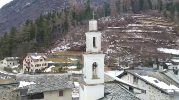 Invierno Belleza Los Alpes Suizos Arquitectura Dron Volando Por Encima — Vídeos de Stock