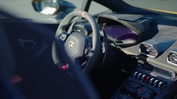 Roma Itália Novembro 2022 Prestigioso Interior Carro Lamborghini Italiano Desempenho — Vídeo de Stock