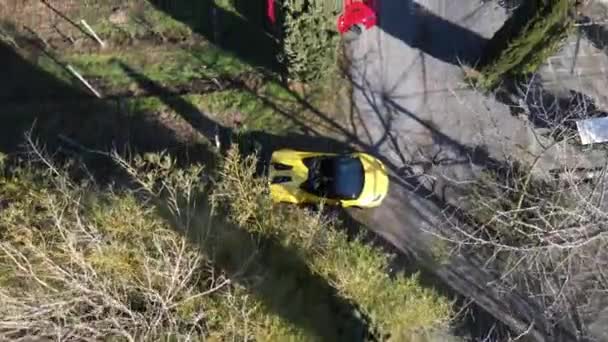 Ρωμη Ιταλια Νοεμβριου 2022 Αεροφωτογραφία Παρκαρισμένων Πολυτελών Σπορ Αυτοκινήτων Ferrari — Αρχείο Βίντεο