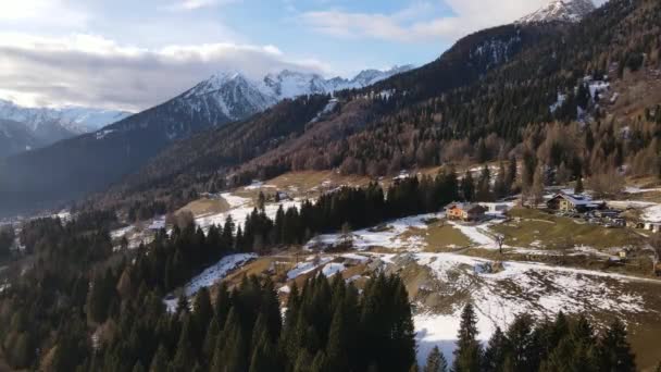 Piękno Szwajcarii Przyrody Okresie Zimowym Widok Powietrza Zaśnieżone Alpy Szwajcarskie — Wideo stockowe