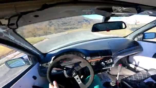 Experienced Driver Making Abrupt Turn Drifting Technique Training Playground Extreme — Vídeo de stock