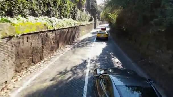 Rome Italy November 2022 Aerial View Driving Sports Cars Ancient — Video