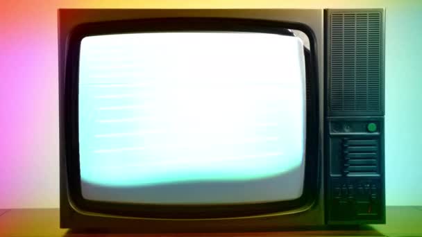 Vintage Colourful Lights Background Blinking Screen Horizontal Stripes Television Display — Vídeo de Stock