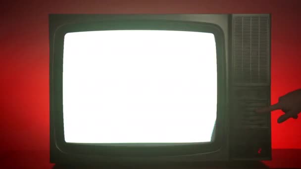Old Fashioned Red Background Broken Television Blinking Display Screen Horizontal — Αρχείο Βίντεο