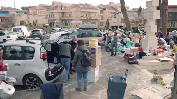 Rome Italy March 2022 Organisation Humanitarian Aid Yard Sophia Church — Vídeo de Stock