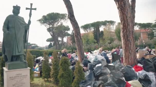 Rome Italy March 2022 Lots Packages Cartoon Boxes Yard Sophia — Vídeo de Stock