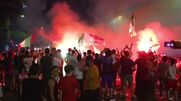 Rome Italy July 2021 Crowd Furious Fans Street Rome Football — Vídeo de Stock