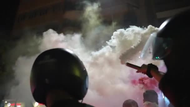 Rome Italy July 2021 Italian Fans Burning Red White Flares — Stok video