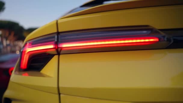 Rome Italy November 2022 Rear Headlights Exclusive Lamborghini Sports Car — 비디오