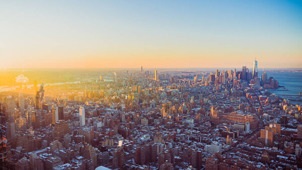 Sunshine falling over the New York CIty on a Winter Day