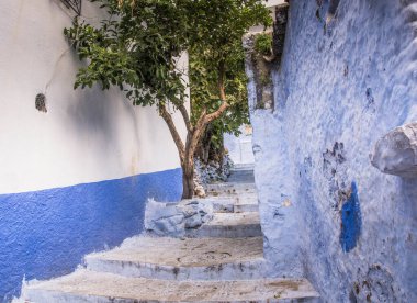 Fas 'ta Şef' in (mavi şehir) etrafında yürüyüş