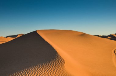Fas 'ın Mhamid bölgesindeki Sahra çölünde.