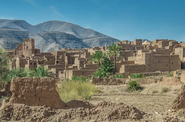 Tamnougalt caddesi boyunca palmiye ağaçları, Fas