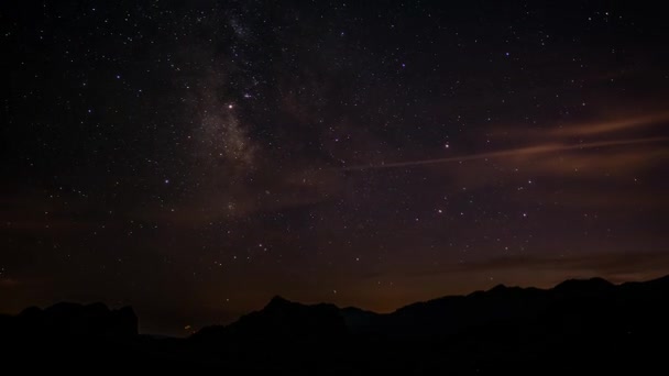 Dag Nacht Tijd Vervalt Milky Way Een Sterrennacht — Stockvideo