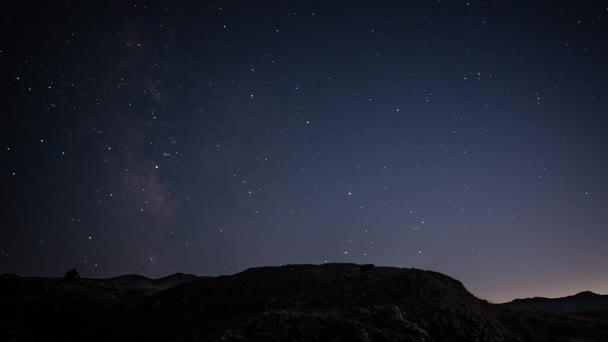 Zeitraffer Von Tag Nacht Milchstraße Einer Sternenklaren Nacht — Stockvideo